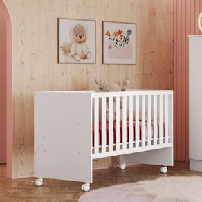 Berço Grade fixa Doce Sonho Reto 95,0cm x 132,4cm x 64,0cm Branco
