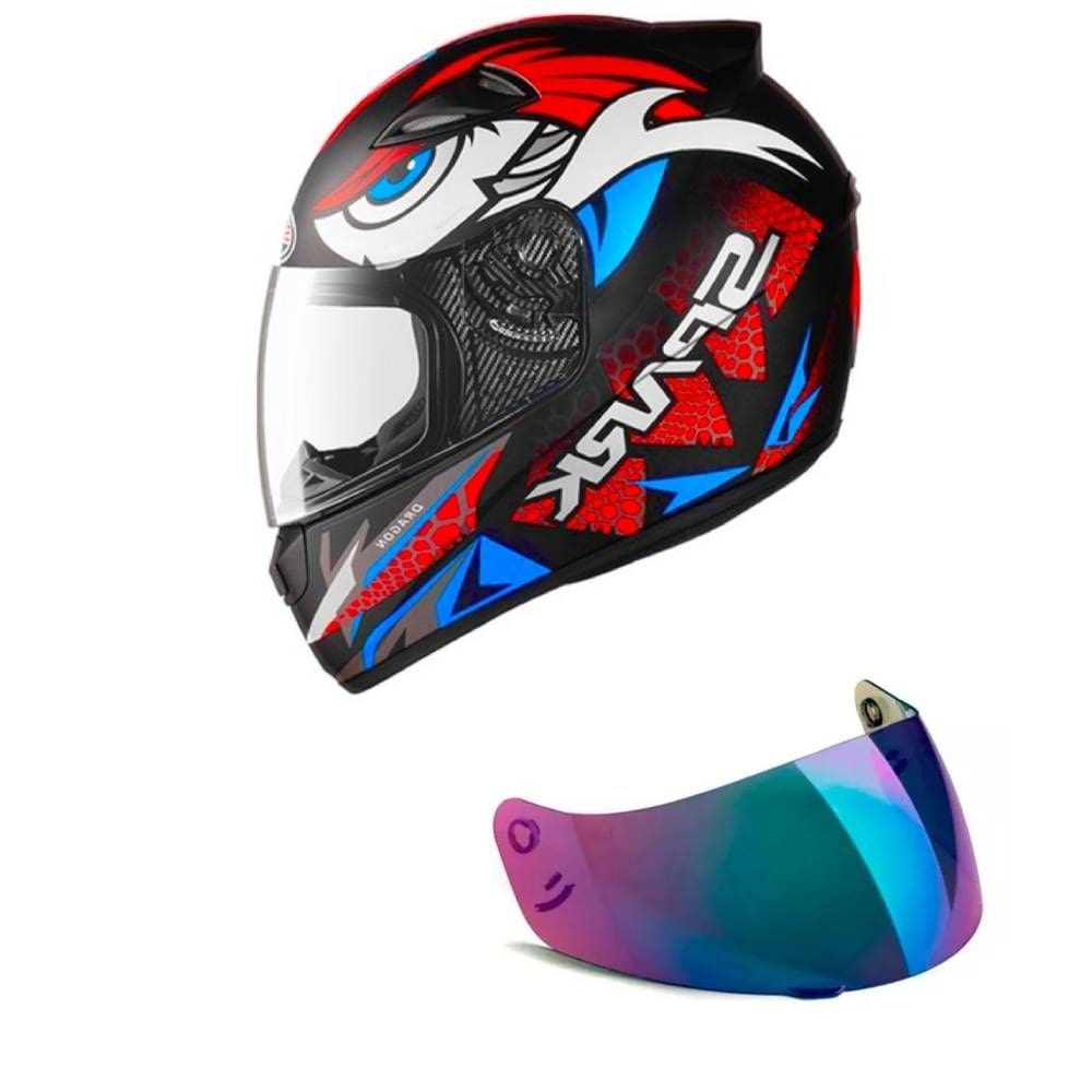 Capacete Ebf New Spark Dragon Laranja Mais Viseira Camaleão