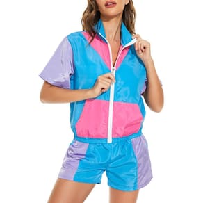 Roupa Yisfri Vintage 80s Style 90s Windbreaker, 2 peças, azul