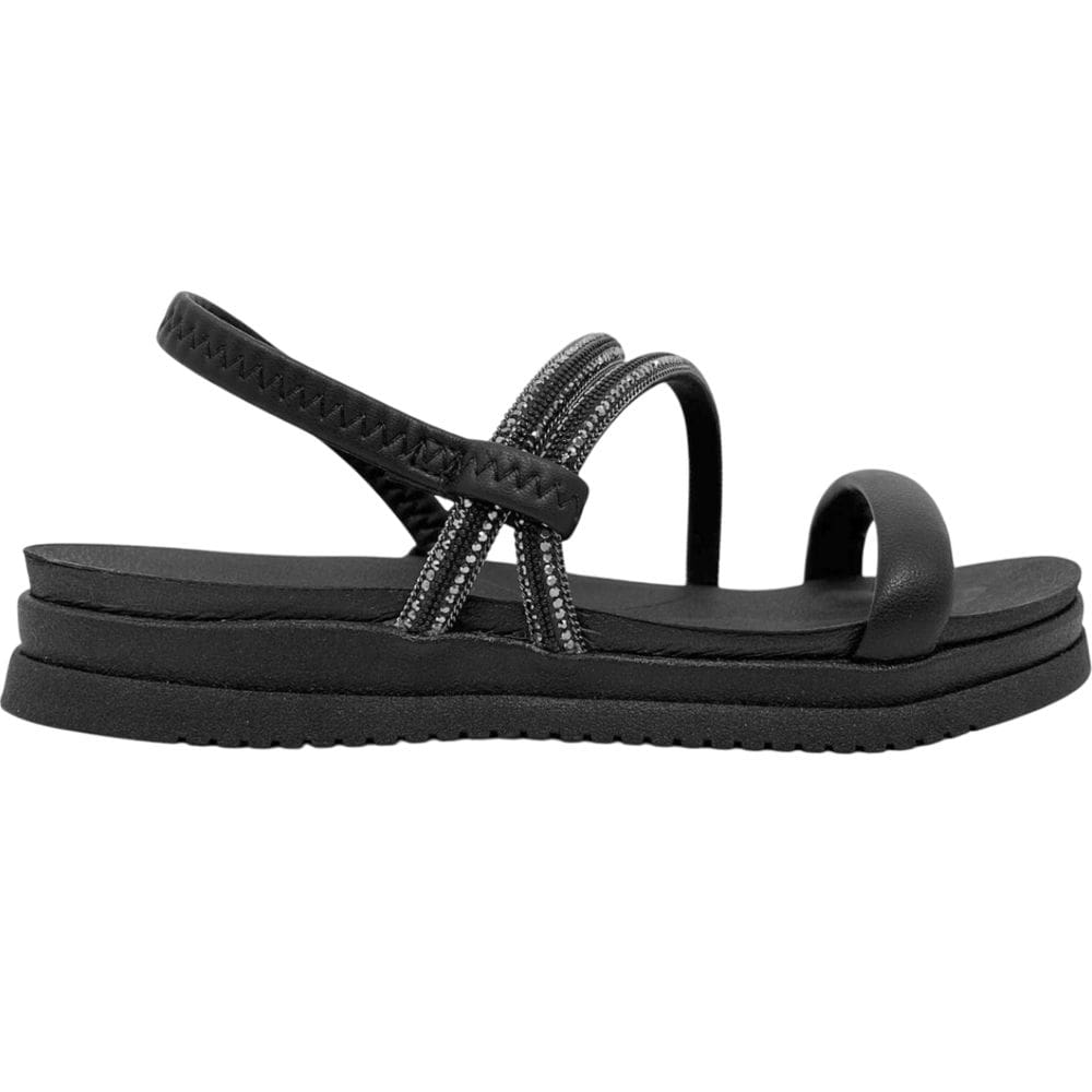 Sandália Feminina Papete Flatform Casual Dia a Dia Passeio Trabalho com Tiras em Strass Conforto Mississipi Mc365