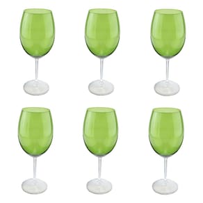 Jogo de 6 Taças em Cristal para Água Verde Bandeira - 580ml