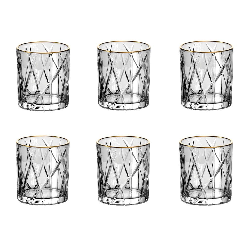Jogo de 6 Copos em Cristal com Borda Dourada 310ml