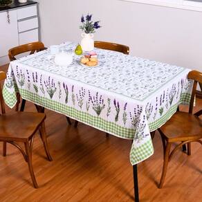 Toalha De Mesa Tropical Microfibra Estampada 2,00m X 1,50m Para 6 Lugares Lavanda