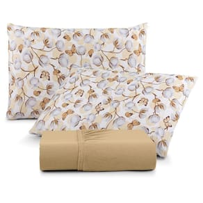 Jogo De Lençol Luar Queen 3 Peças Malha 100% Algodão Estampado Mostarda Cotton