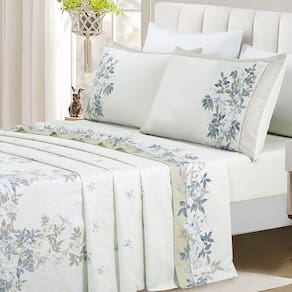 Jogo De Lençol Summer King 4 Peças Micropercal 300 Fios Estampado Floral Outono Bege 100% Poliéster