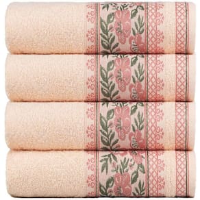 Kit 4 Toalhas De Banho Fio Penteado Jacquard 70x140cm Nice Vanilla
