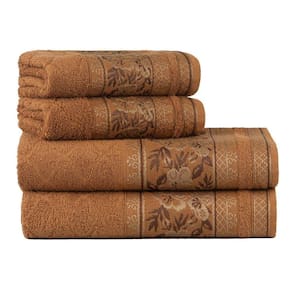Jogo Toalhas De Banho Fio Penteado 4 Peças Jacquard - Nice - Ferrugem