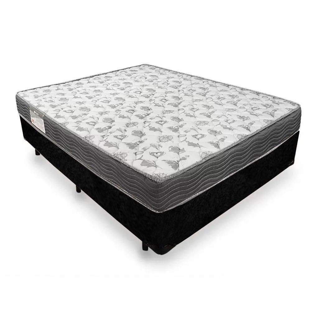 Cama Box Casal Suede + Colchão De Molas Ensacadas - SerenePrime - 138x188x58cm