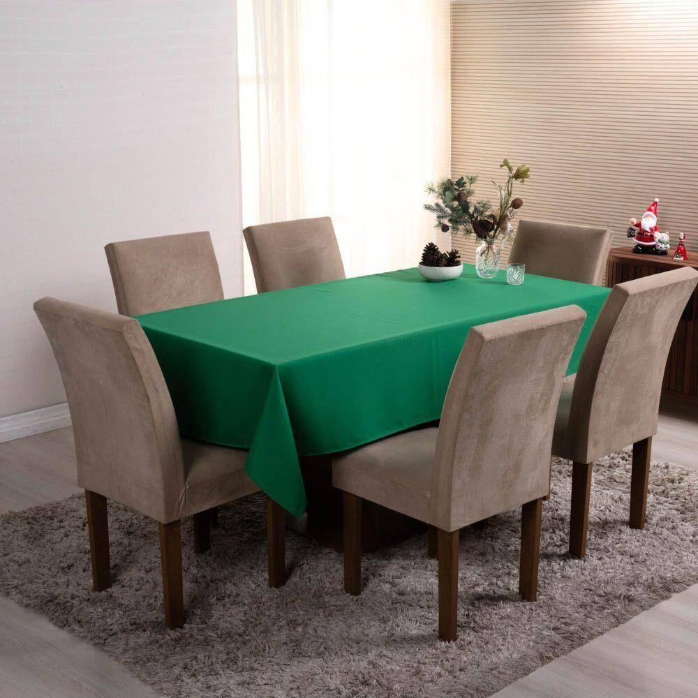 Toalha De Mesa Basic Lisa Oxford Decoração 3,00m X 1,40m Para 10 Lugares Verde 100% Poliéster