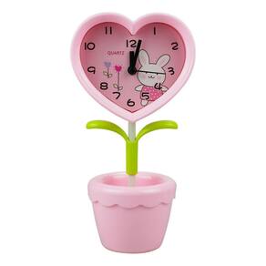 Relógio Criativo Despertador Vaso Plantinha Coração 22x11cm