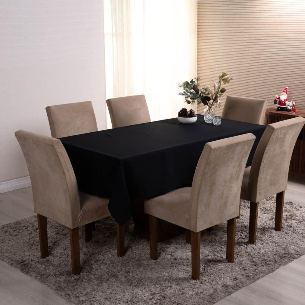 Toalha De Mesa Basic Lisa Oxford Decoração 1,45m X 1,40m Para 4 Lugares Preto 100% Poliéster