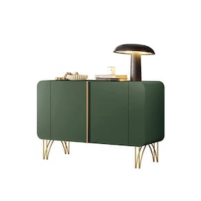 Buffet Decorativo Sala De Estar Bambino Mdp/mdf Pés Em Aço Verde Pistache G26 - Gran Belo