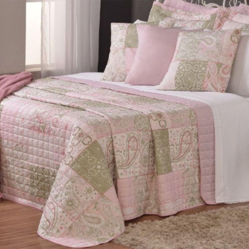 Kit Cobre Leito Colcha Tunes King 3 Peças Estampado 180 Fios Loire 100% Poliéster