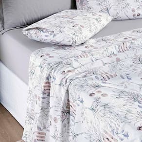 Jogo De Cama Lençol Maggy King 4 Peças Percale 200 Fios Estampado Protea Floral Cinza 80% Algodão - 20% Poliéster