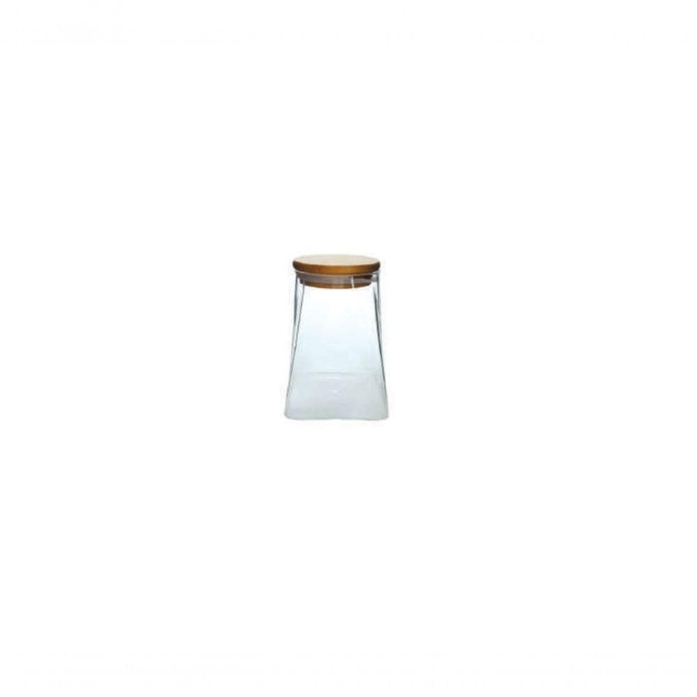 Pote De Vidro Boro Scalene C Tampa Bambu 950 Ml Mimo Style