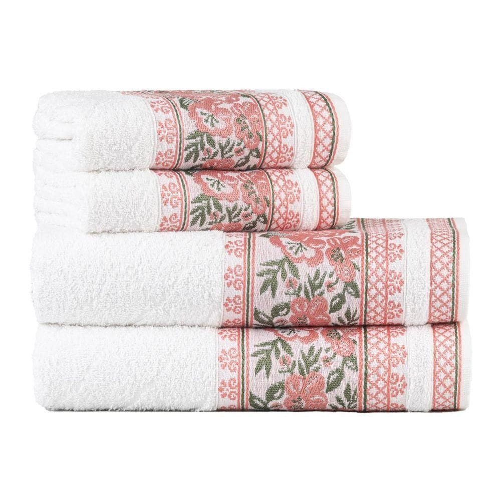 Jogo Toalhas De Banho Fio Penteado 4 Peças Jacquard - Nice - Branco