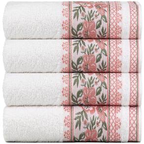 Kit 4 Toalhas De Rosto Fio Penteado Jacquard - 50x70cm - Nice - Branco
