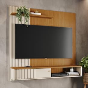 Painel Bancada Suspensa 1 Porta Tvs Até 65 Polegadas Aurora - Cinamomo-off White