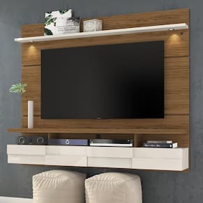 Painel Bancada Suspensa Com Led Tvs Até 60 Polegadas Lana 1.8 - Naturale-off White
