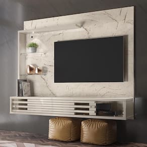 Painel Bancada Suspensa Com Led Tvs Até 50 Polegadas Frizz Select - Calacata-off White