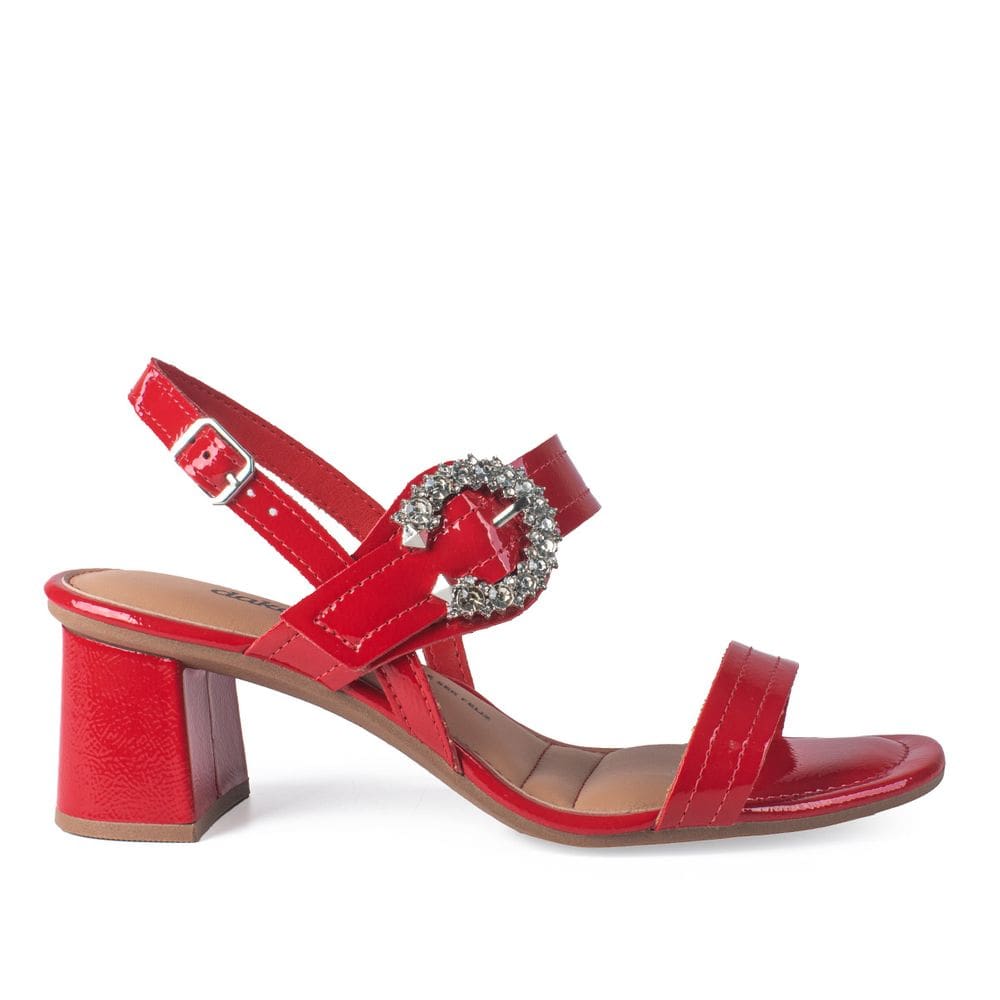 Sandália Dakota Salto Bloco Tira Verniz Com Pedrarias e Fivela Y8923