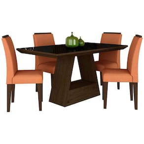 Mesa Com 4 Cadeiras 1,36 ávila Imb/preto/terracota - Móveis Arapongas