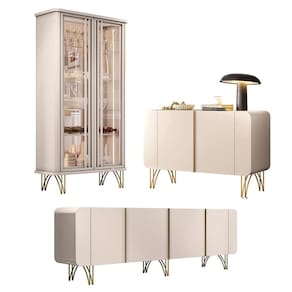 Conjunto Decorativo 1 Cristaleira E 2 Buffets Texas/virginia/bambino Off White G26 - Gran Belo