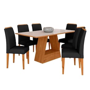 Mesa Com 6 Cadeiras Pierre 1,60 Cin/off White/preto - Móveis Arapongas