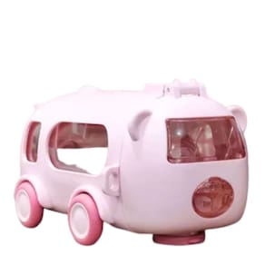 Garrafa Infantil de Onibus c/ Canudo e Alça Rosa - Quanhe