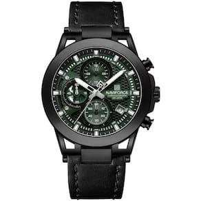 Relógio Analógico Design Esportivo Impermevel À Prova Da Água Pulseira Em Couro Ecológico Verde
