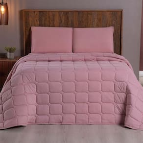 Kit Cobre Leito Colcha Minimal King 3 Peças Malha 100% Algodão Rose