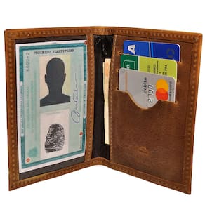 Carteira Masculina Slim em Couro Porta Rg Porta Cartões Marrom Claro