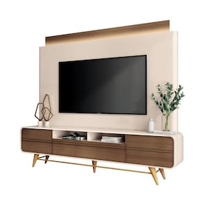 Home Theater Decorativo Majestade C/led Para Tv Até 85 Polegadas Off White/castanho G26 - Gran Belo