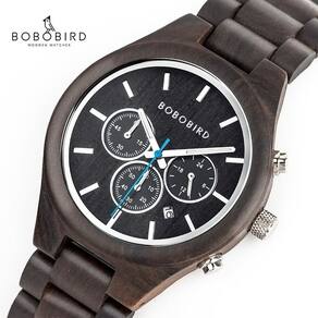 Relógio de Pulso de Madeira Masculino Bobo bird GT032 À Prova D`Água