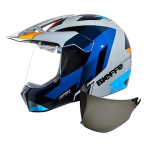 Capacete 3 Sport React Cinza Moon Laranja Azul Mais Viseira Fumê