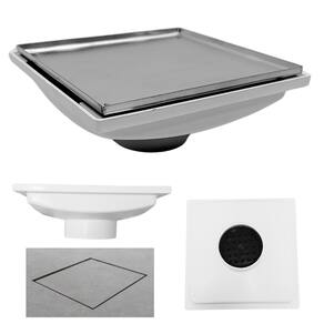 Ralo Invisível Oculto 20x20 Cola Piso Coletor Branco Saída Baixa tubo de 100mm