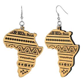 Brincos FaithHeart African Map Vintage Wood para mulheres