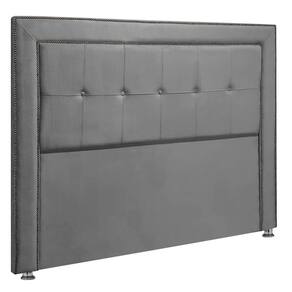 Cabeceira Estofada para Cama Box Casal 140cm Ravena Veludo - SOFA STORE Cor:Veludo Cinza Grafite