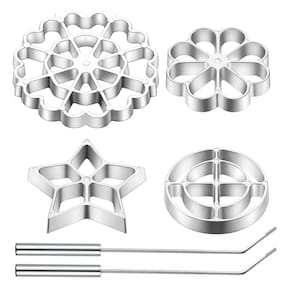 Conjunto de moldes de ferro Rosette Ziliny Bunuelos com alça de 6 peças