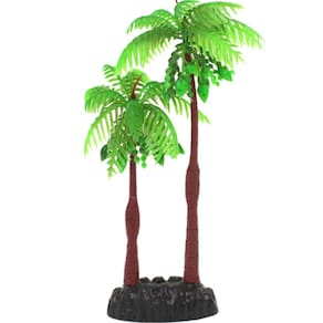 Enfeite Decoração de Aquário Planta Sintética Base Pesada Coqueiro Duplo 18cm Vigoar