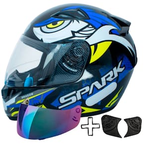 Capacete Moto Fechado Dragon Azul Ebf Com Kit Viseira Camaleão e Reparo