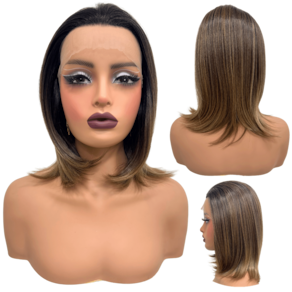Peruca front lace media curta 13x1 loira ombre RT2/8/30