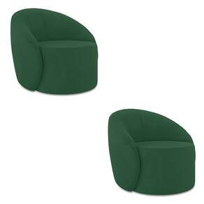 Poltrona Decorativa Orgânica Kit 2 Lua Veludo Verde D03 - D`Rossi