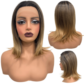 Peruca front lace media curta 13x1 loira ombre RT2/4A/22