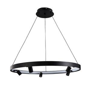 Pendente Lilla Redondo Alumínio Preto 80cm Led 52W 3000K