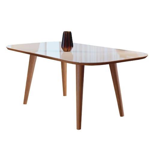 imagem-Mesa de Jantar Madeira Maciça com Vidro 1,40x0,80m - Onix - Harmonia Salas - Off White 