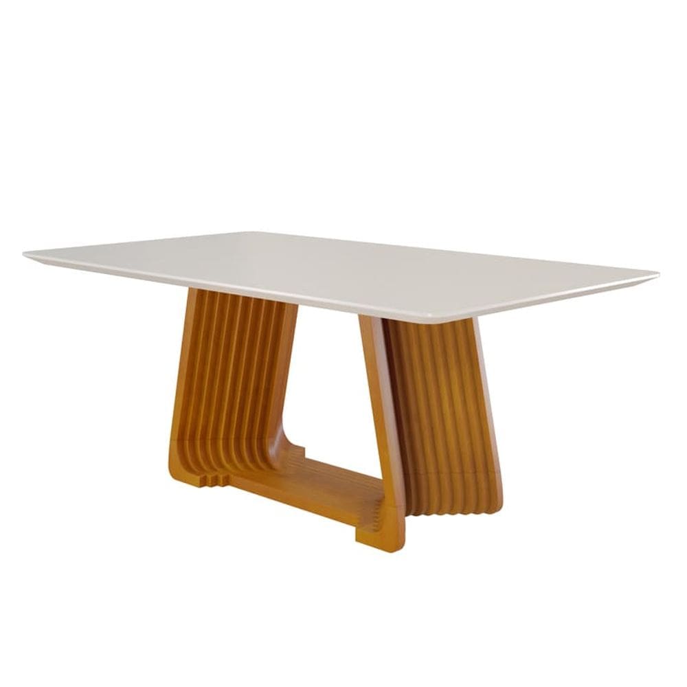 Mesa de Jantar Moderna Madeira Maciça com Vidro 1,60x0,90m - Turmalina - Harmonia Salas