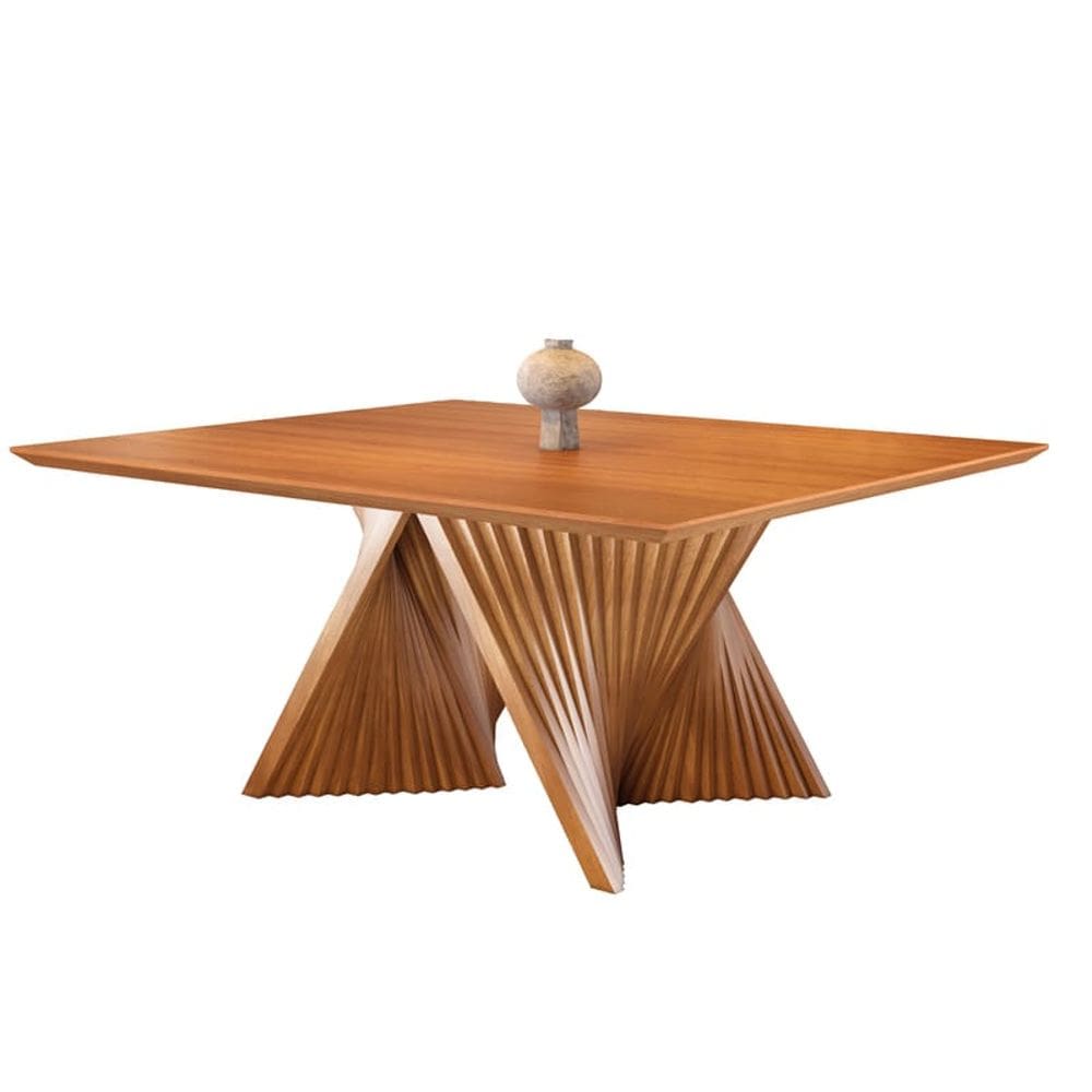 Mesa de Jantar Quadrada Madeira Maciça com Base Torcida 1,30x1,30m - Topázio - Harmonia Salas