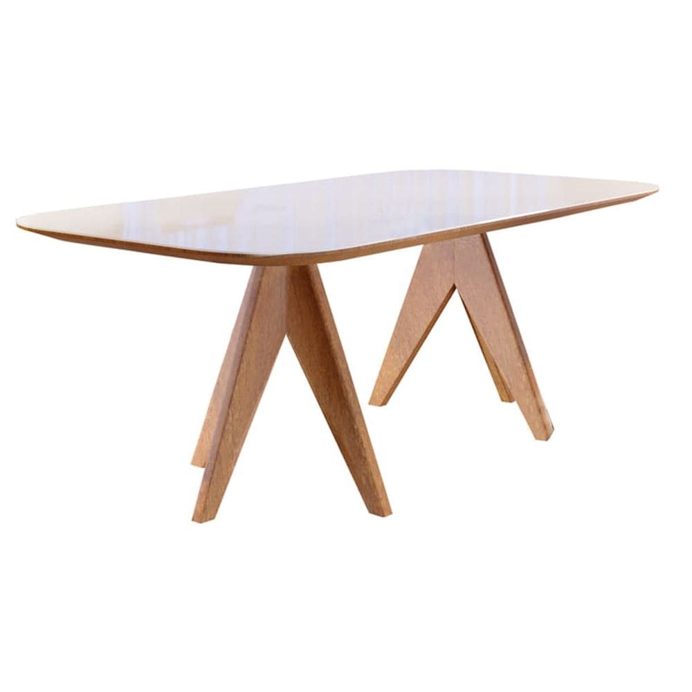 Mesa de Jantar Madeira Maciça com Vidro 1,80x0,90m - Safira - Harmonia Salas