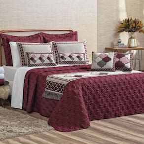 Kit Cobre Leito Queen Turin com Almofadas e Peseira 180 Fios 10 Peças - Vinho